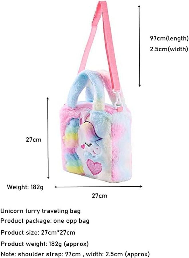 Firstdemand Unicorn Fur Sling Bags Side shoulder Bag Stylish Soft Fur Bag for Kids Coin Bag for Girls Teens Women Multicolour - Image 3